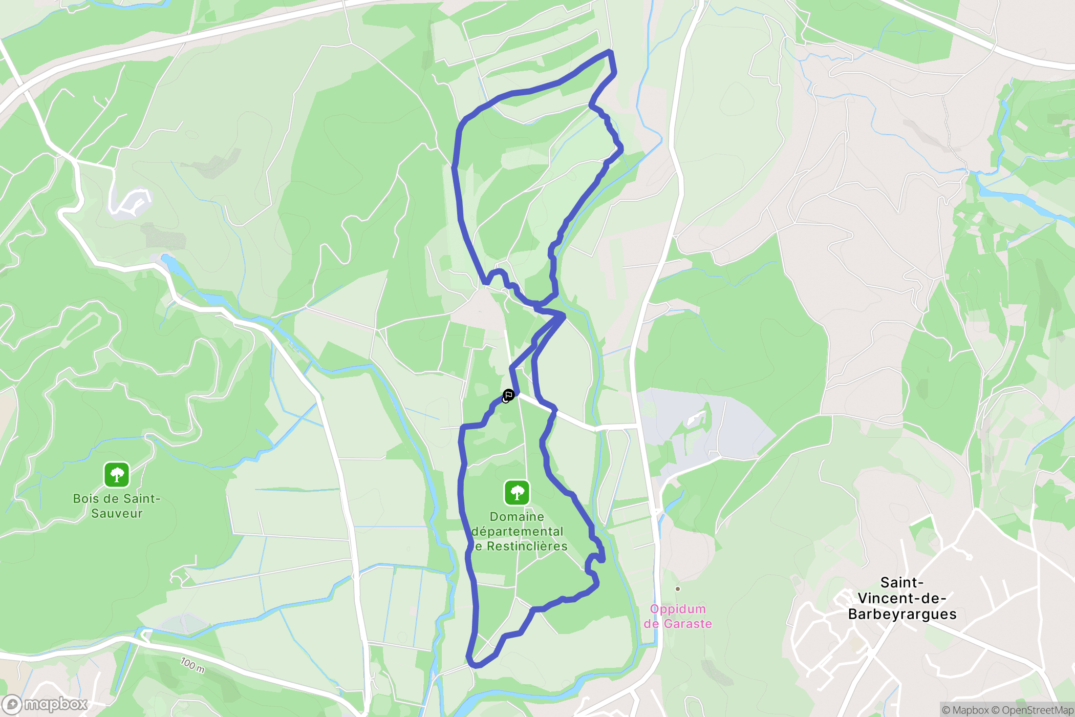 Prades-le-Lez : carte du parcours de randonnée - France