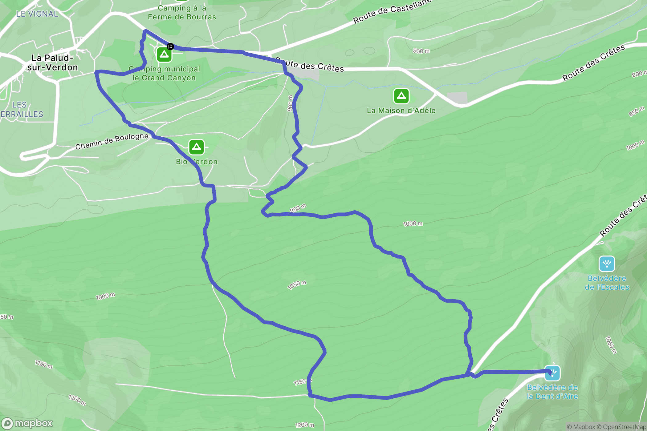 La Palud-sur-Verdon : carte du parcours de randonnée - France
