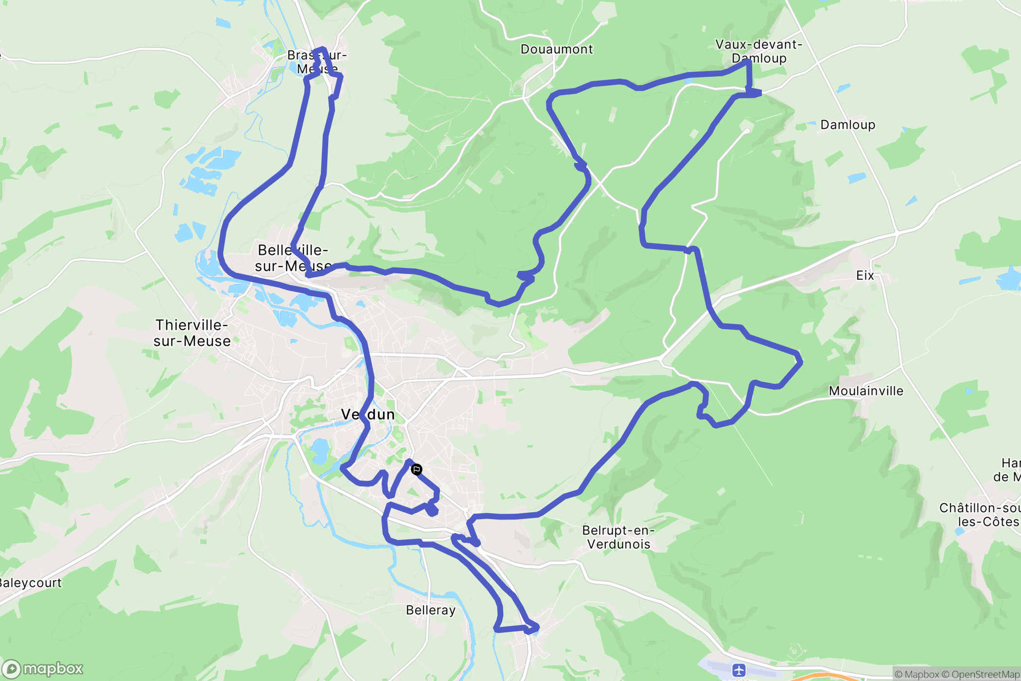 Verdun : carte du parcours de randonnée - France