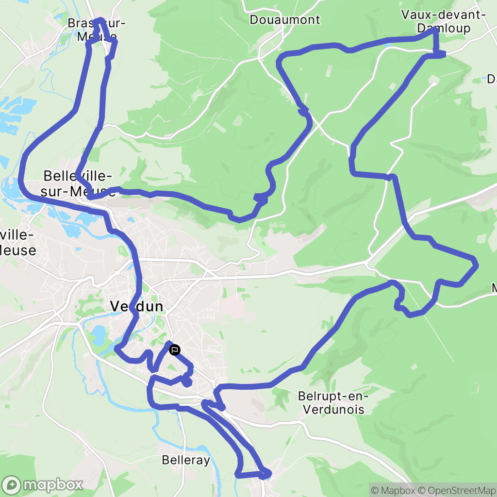 Verdun : carte du parcours de randonnée - France