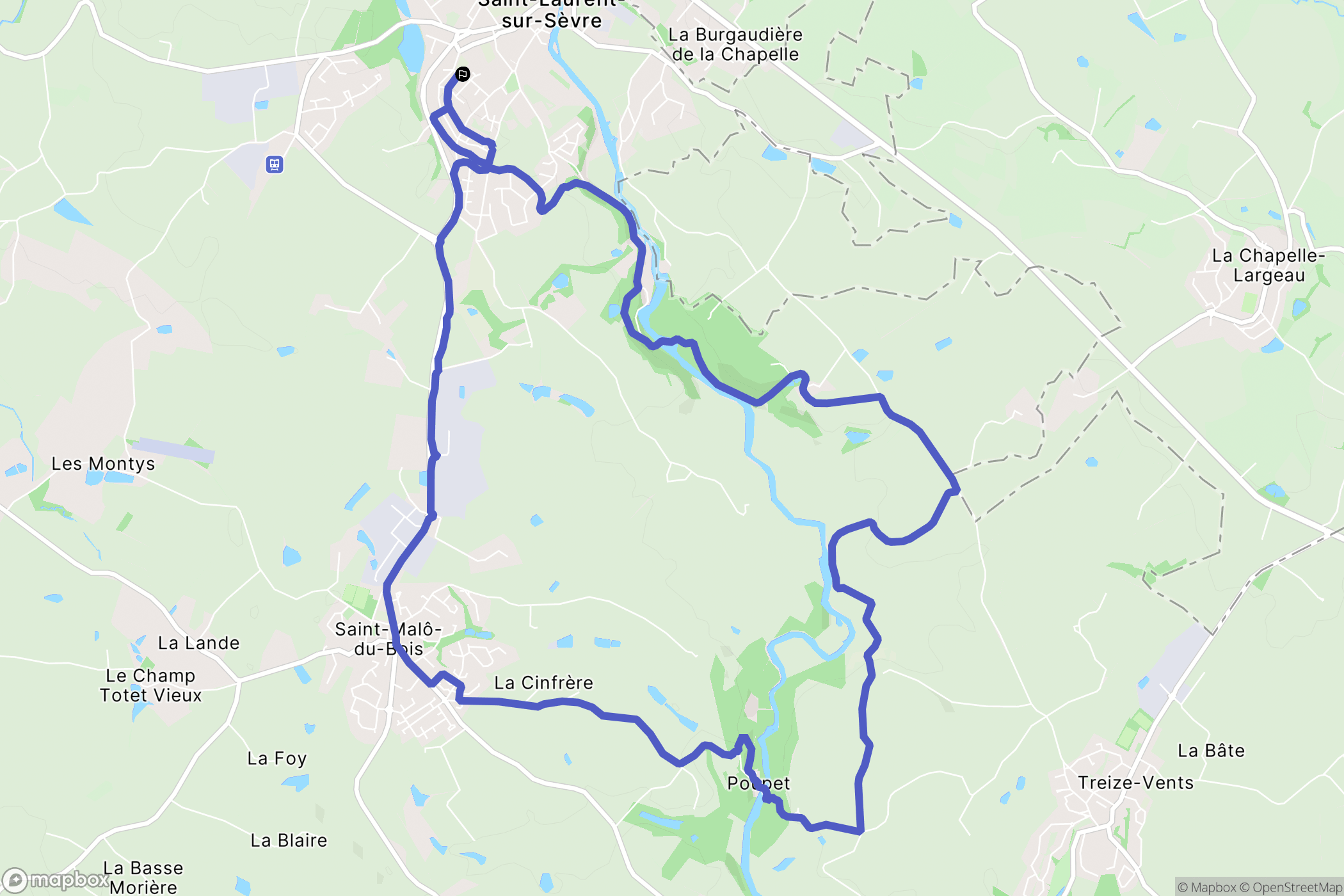 Saint-Laurent-sur-Sèvre : carte du parcours de randonnée - France