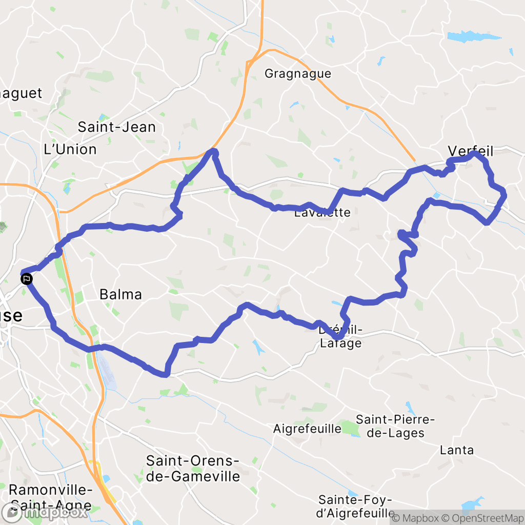 Toulouse : carte du parcours de randonnée - France