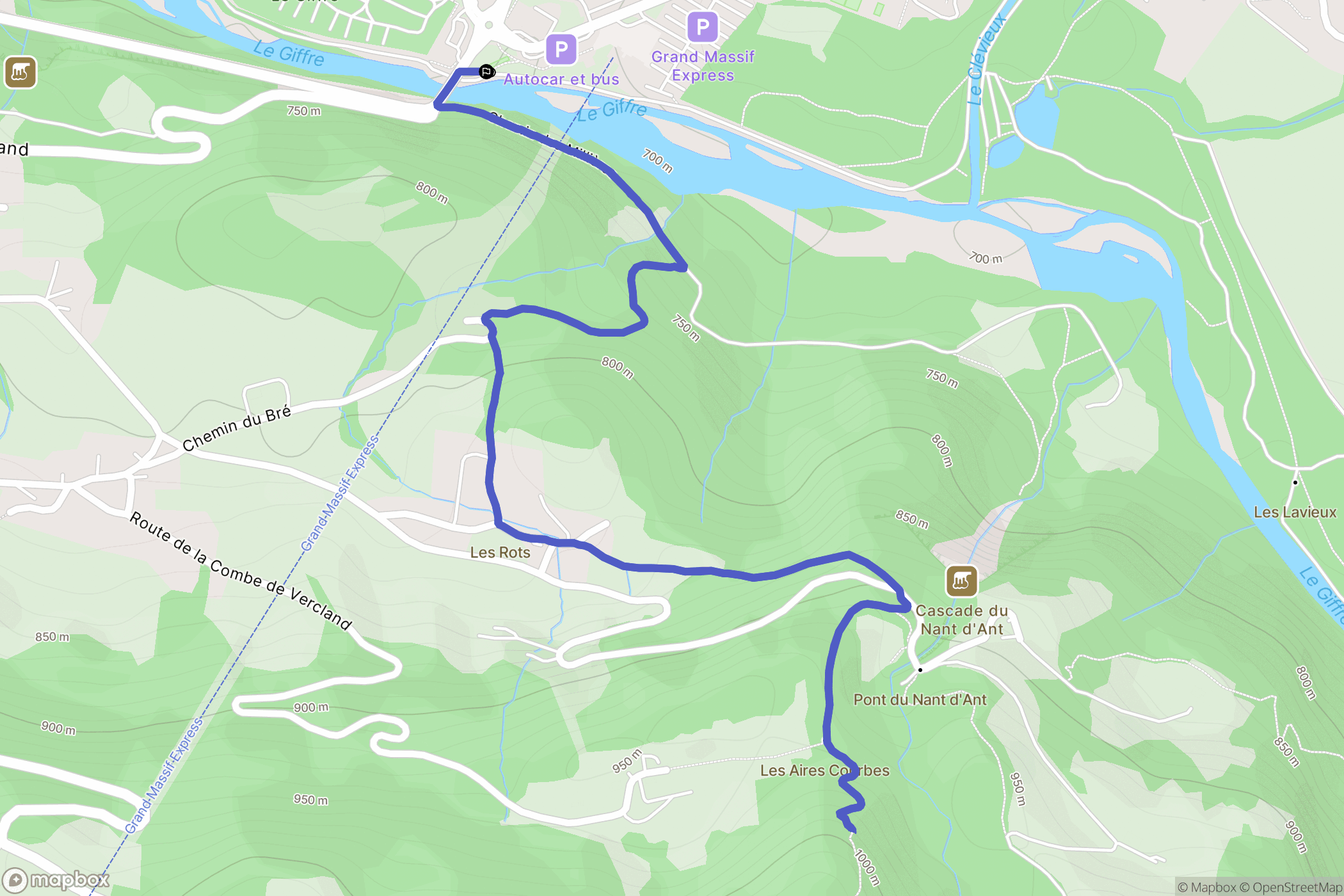 Samoëns : carte du parcours de randonnée - France