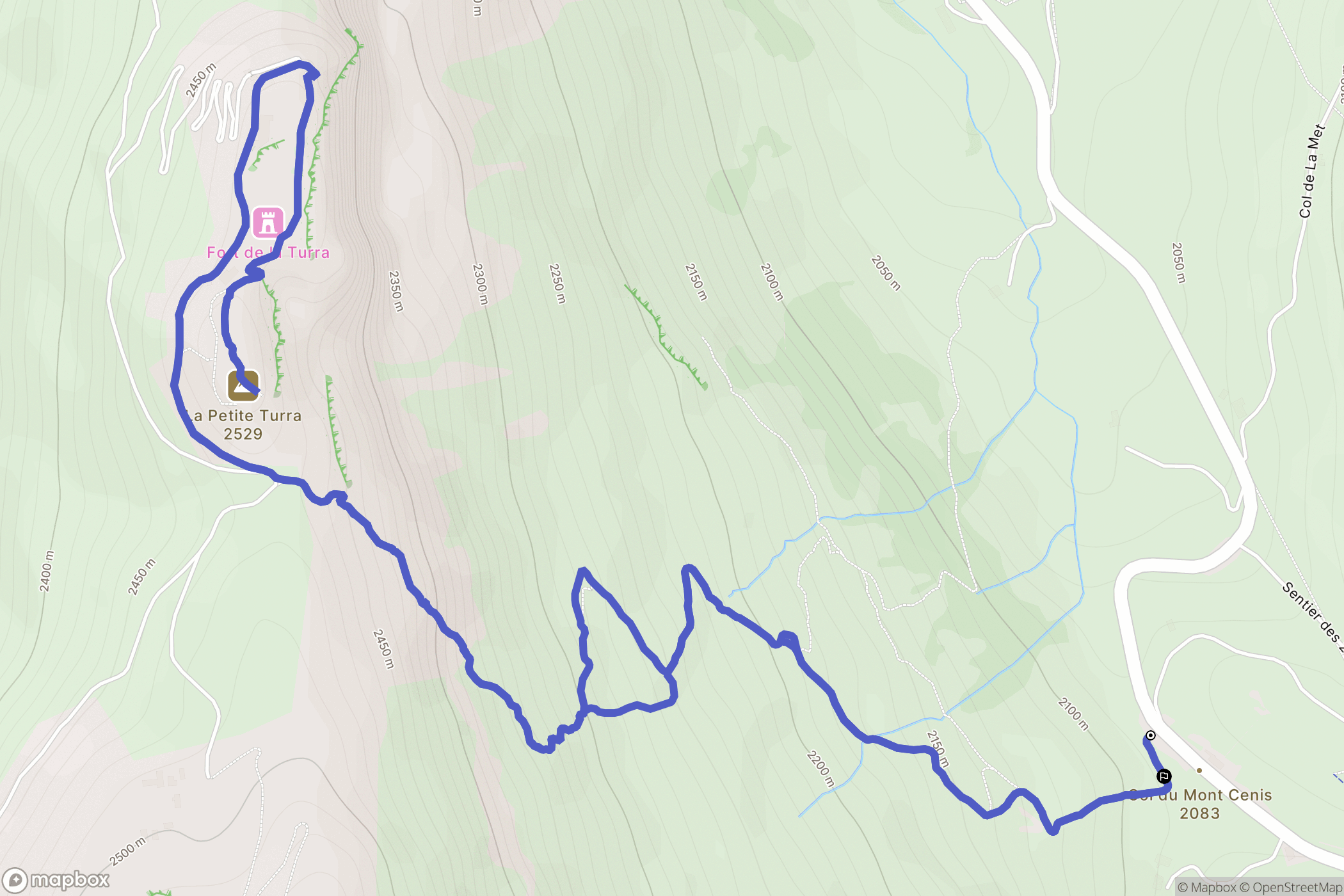 Val-Cenis : carte du parcours de randonnée - France