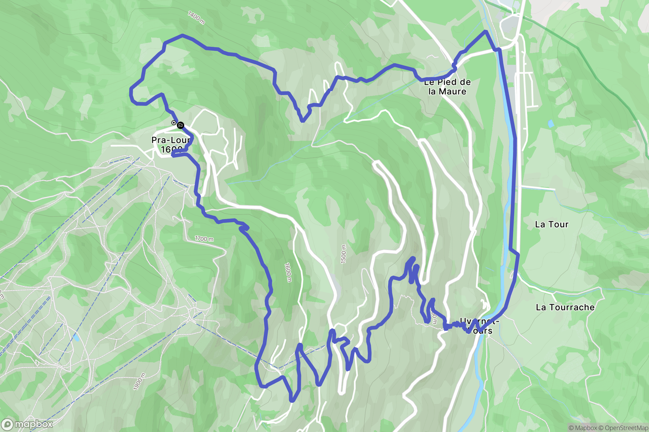 Uvernet-Fours : carte du parcours de randonnée - France