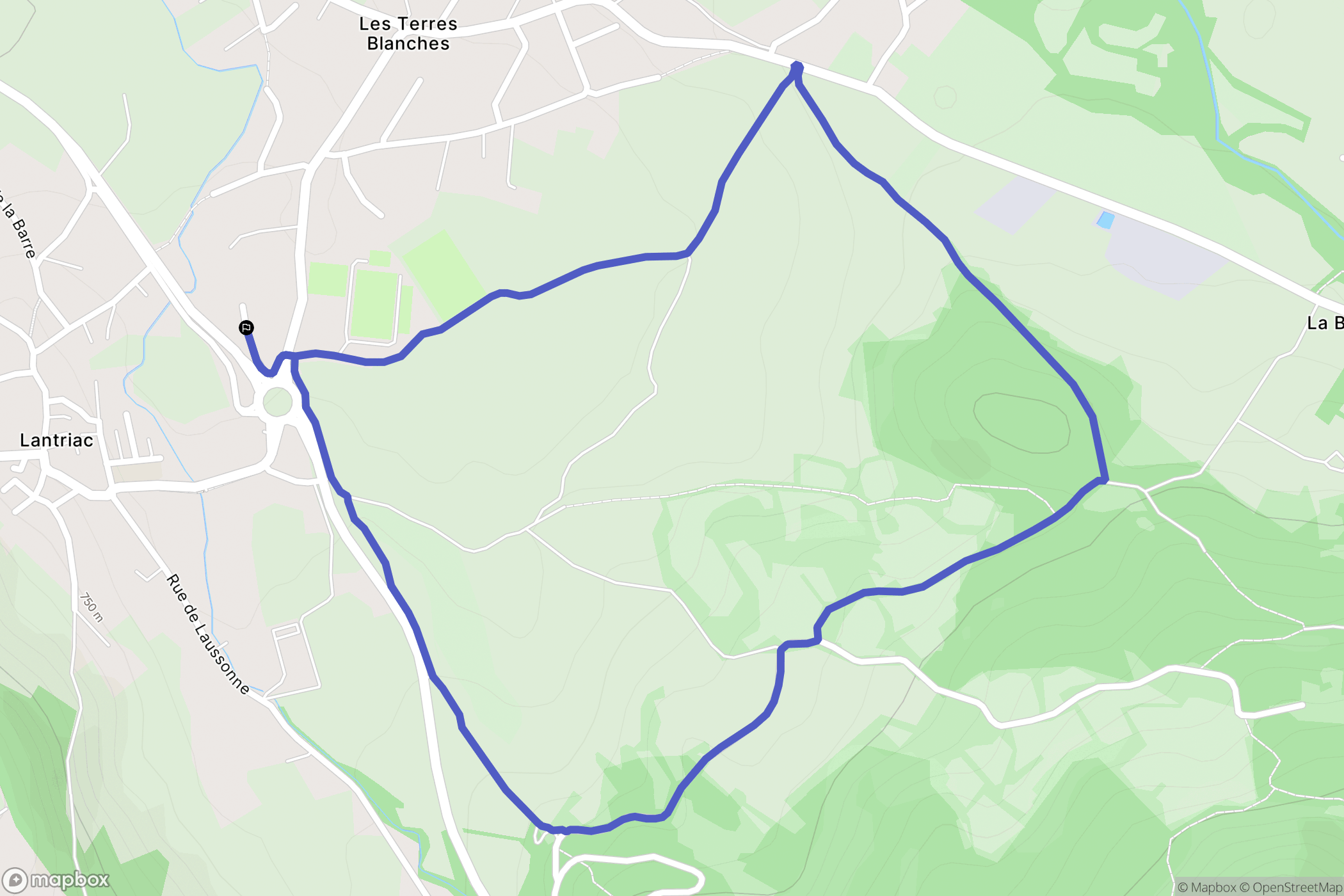 Lantriac : carte du parcours de randonnée - France