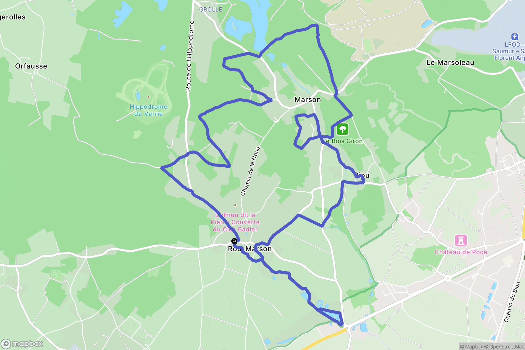 Rou-Marson : carte du parcours de randonnée - France