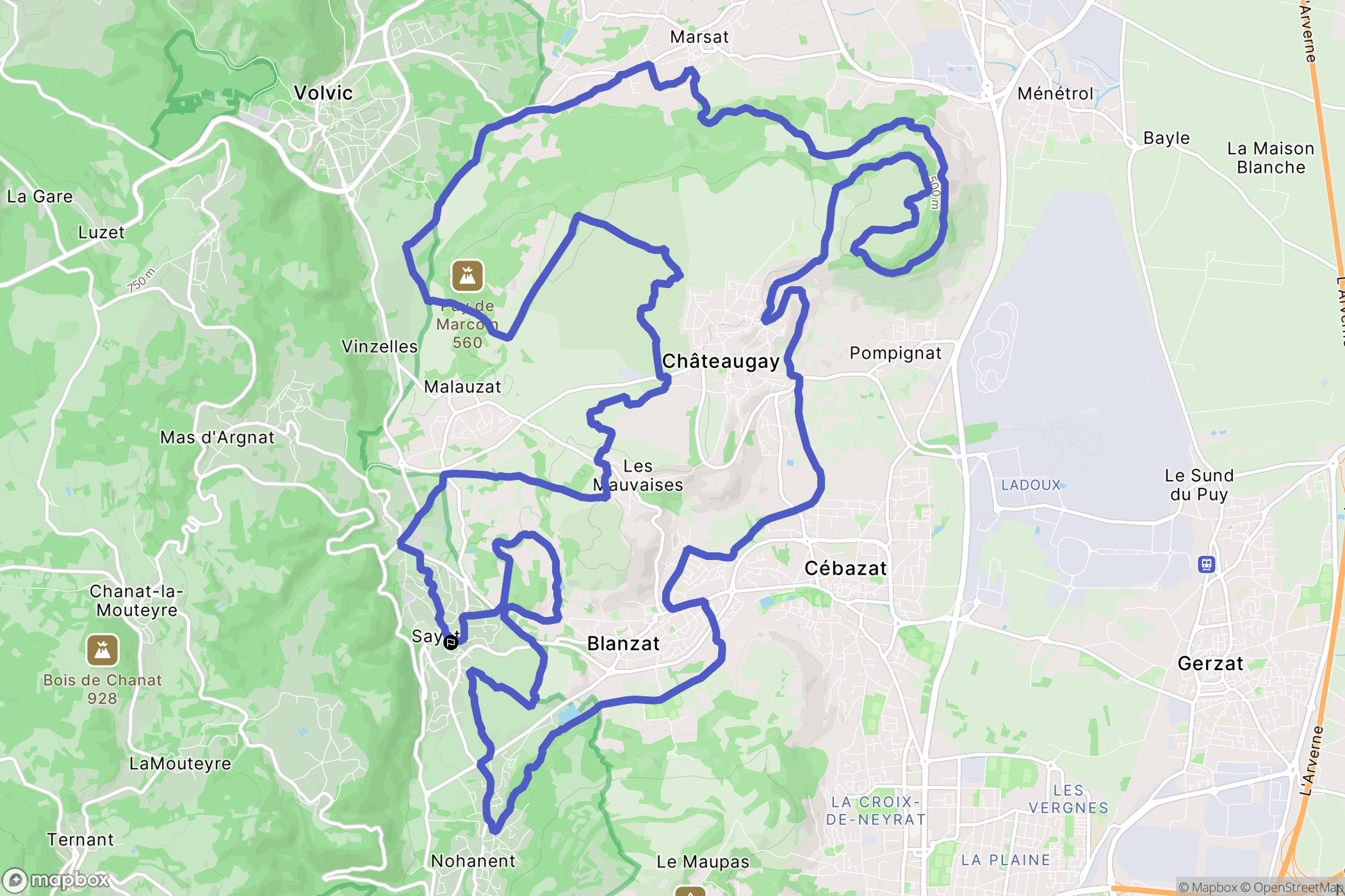 Sayat : carte du parcours de randonnée - France
