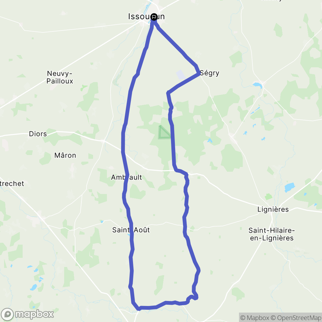 Issoudun : carte du parcours de randonnée - France