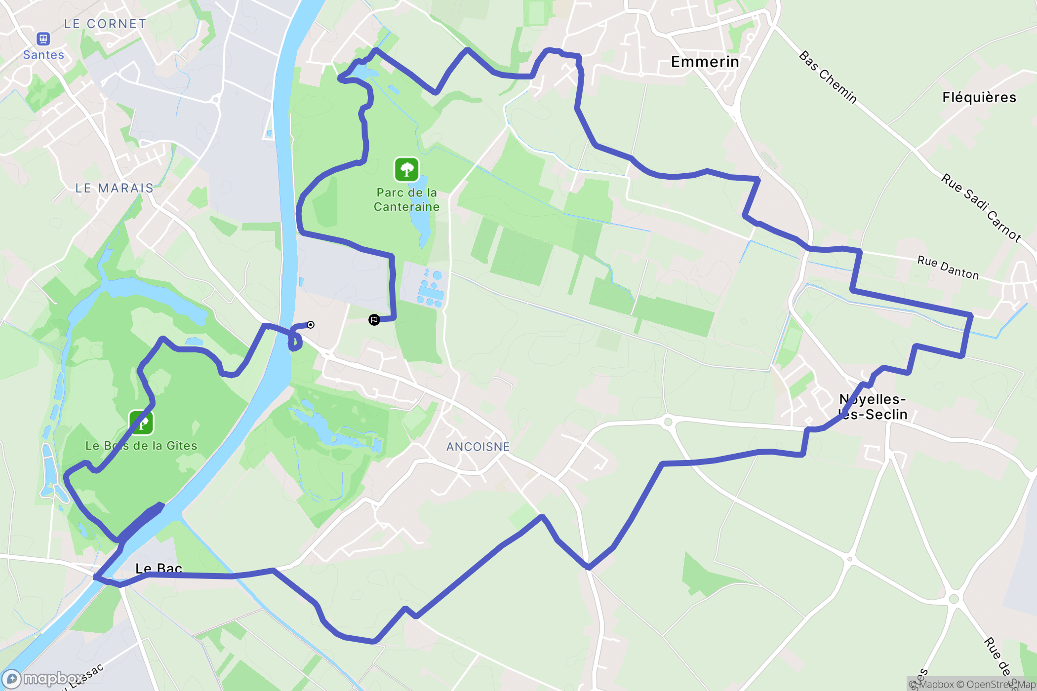 Houplin-Ancoisne : carte du parcours de randonnée - France