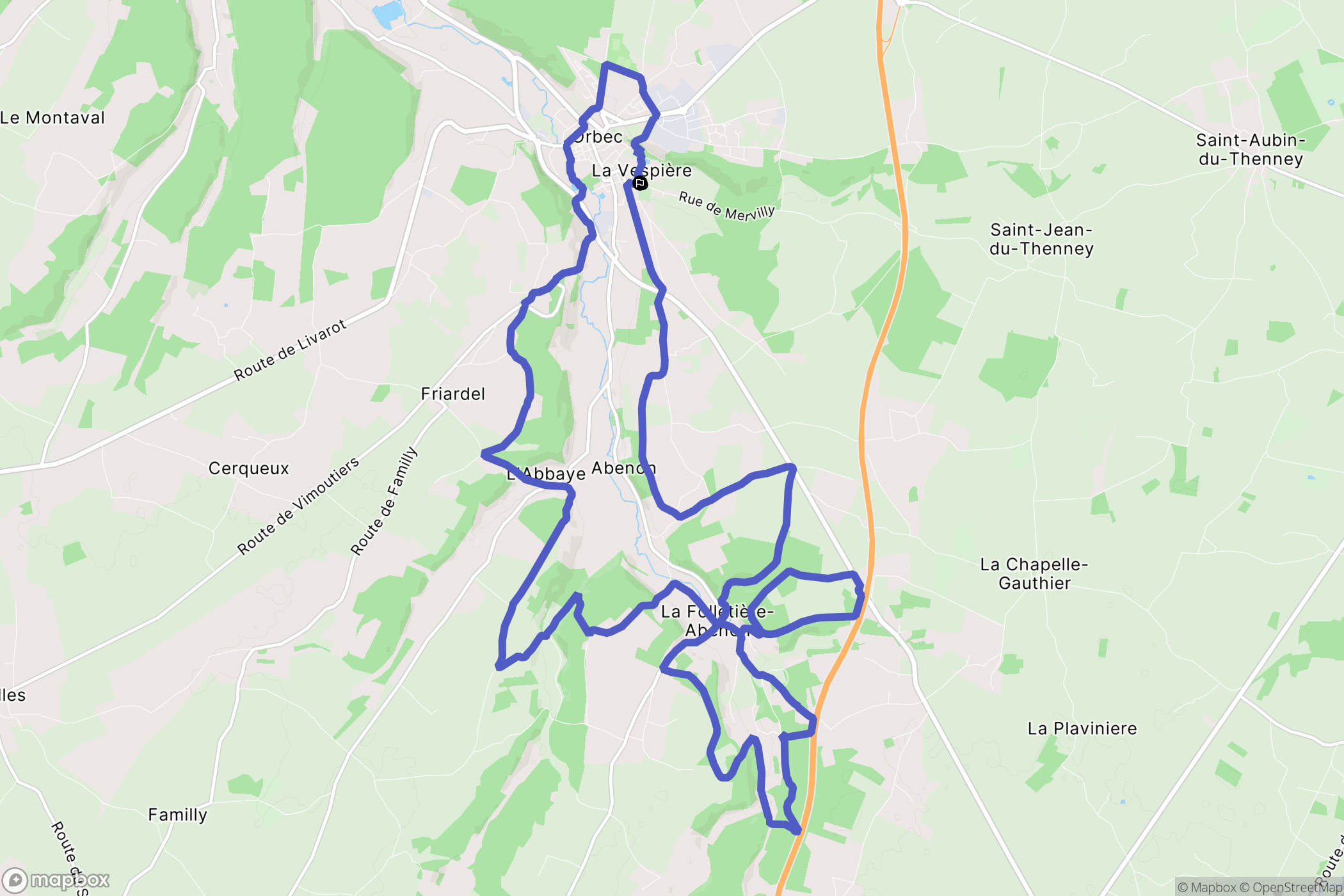 La Vespière-Friardel : carte du parcours de randonnée - France