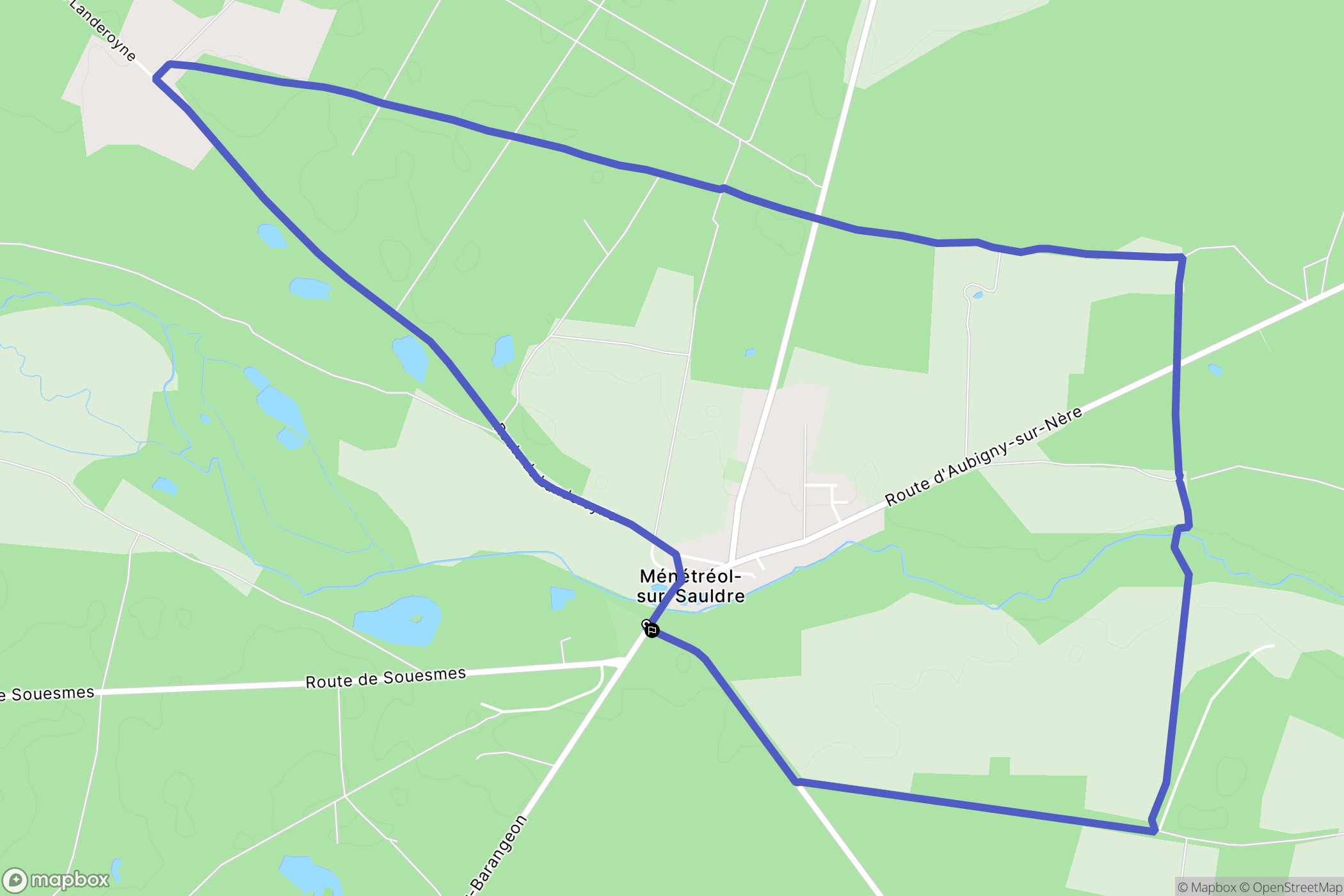 Ménétréol-sur-Sauldre : carte du parcours de randonnée - France