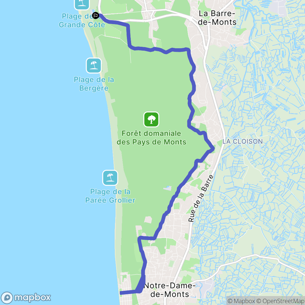 La Barre-de-Monts : carte du parcours de randonnée - France