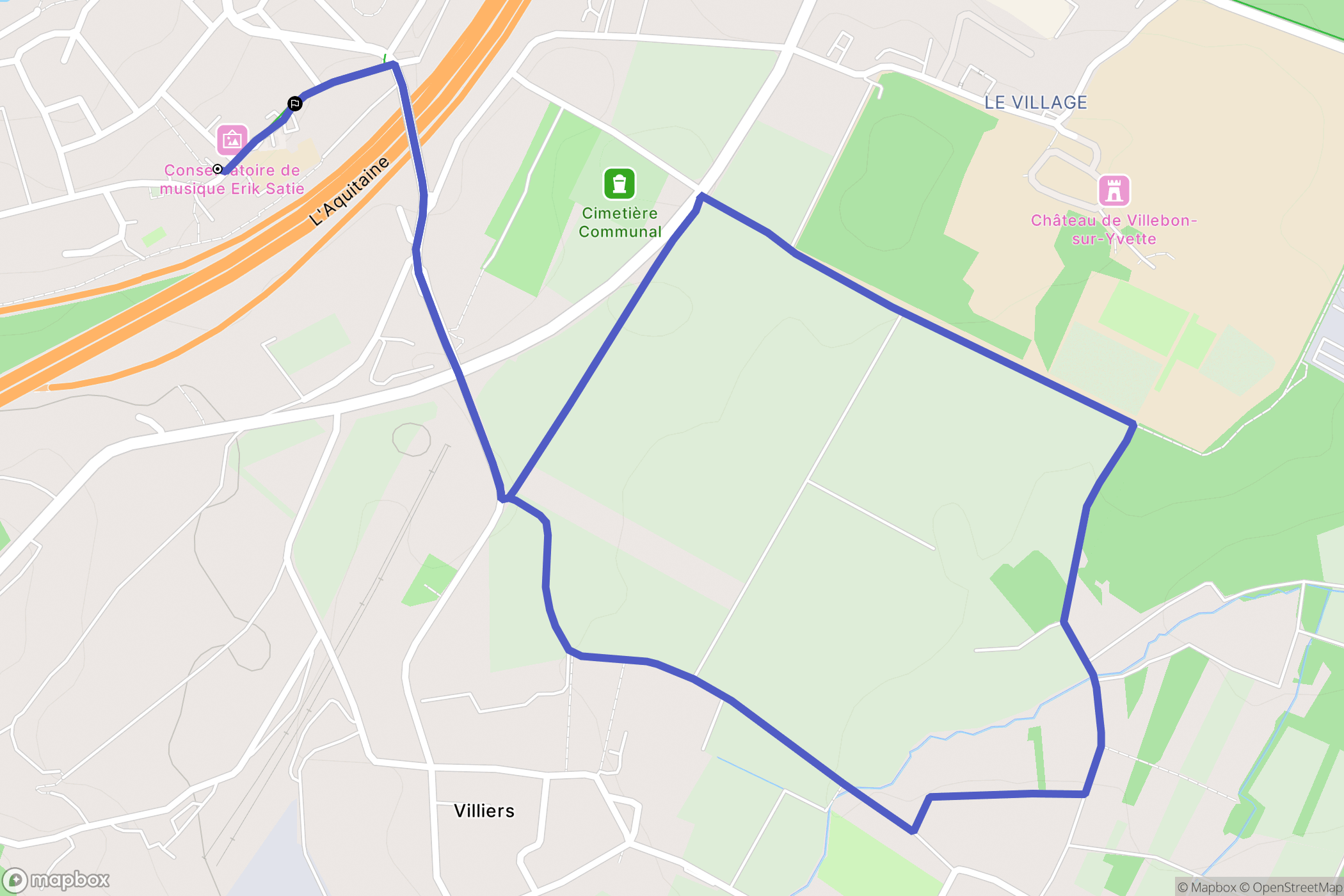Villebon-sur-Yvette : carte du parcours de randonnée - France