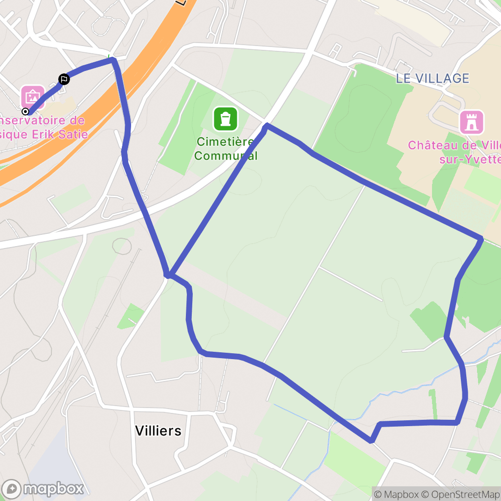 Villebon-sur-Yvette : carte du parcours de randonnée - France