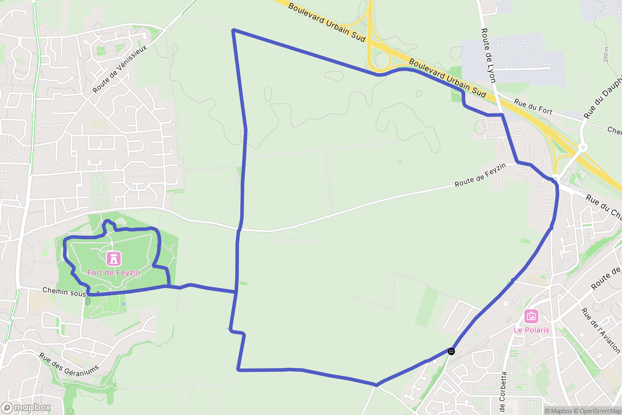 Corbas : carte du parcours de randonnée - France