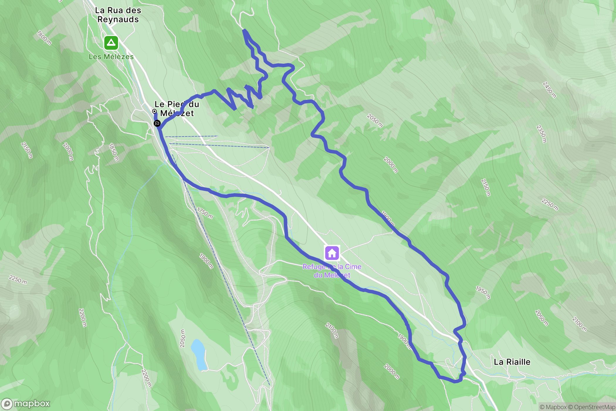 Ceillac : carte du parcours de randonnée - France