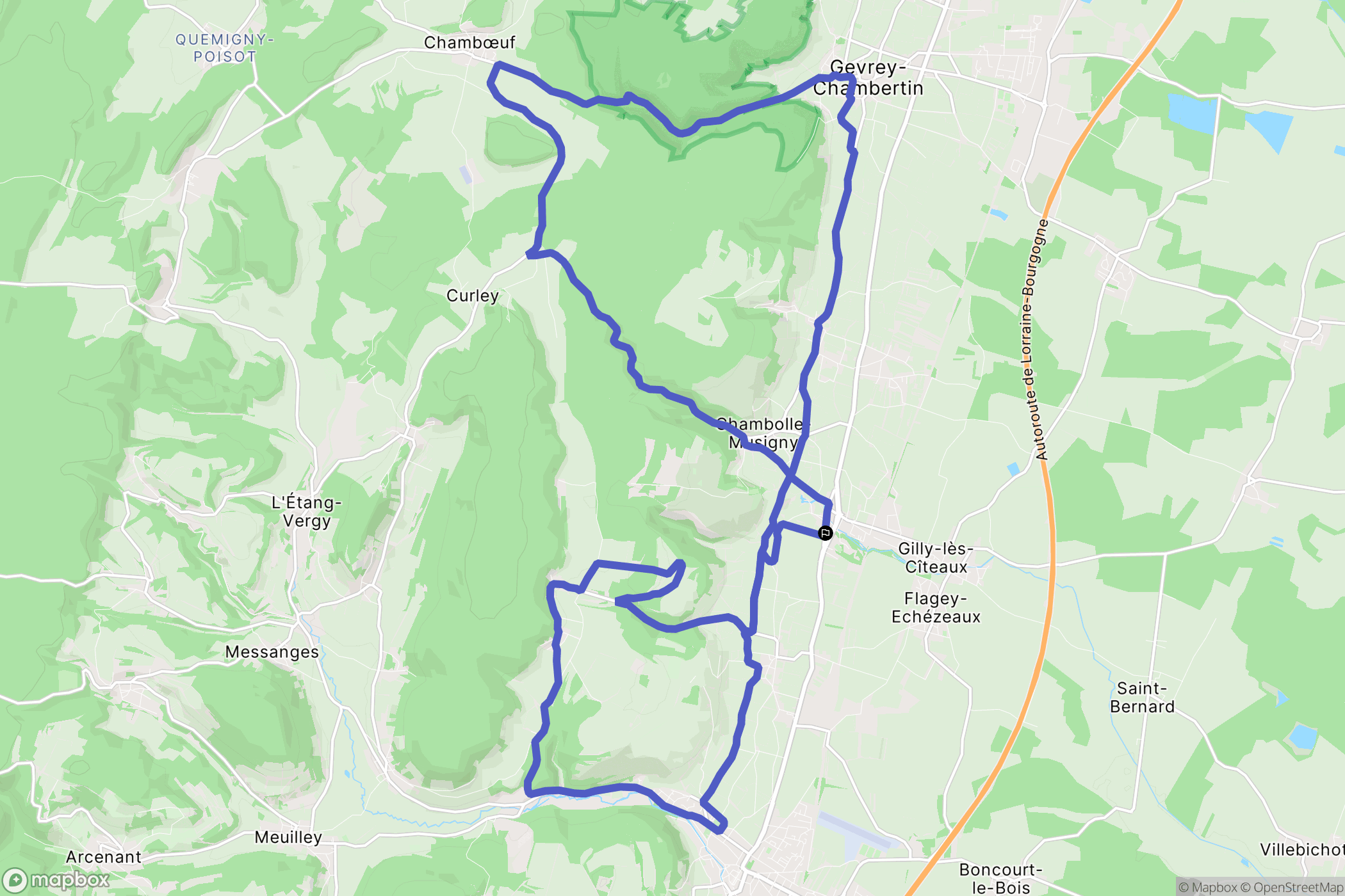 Vougeot : carte du parcours de randonnée - France