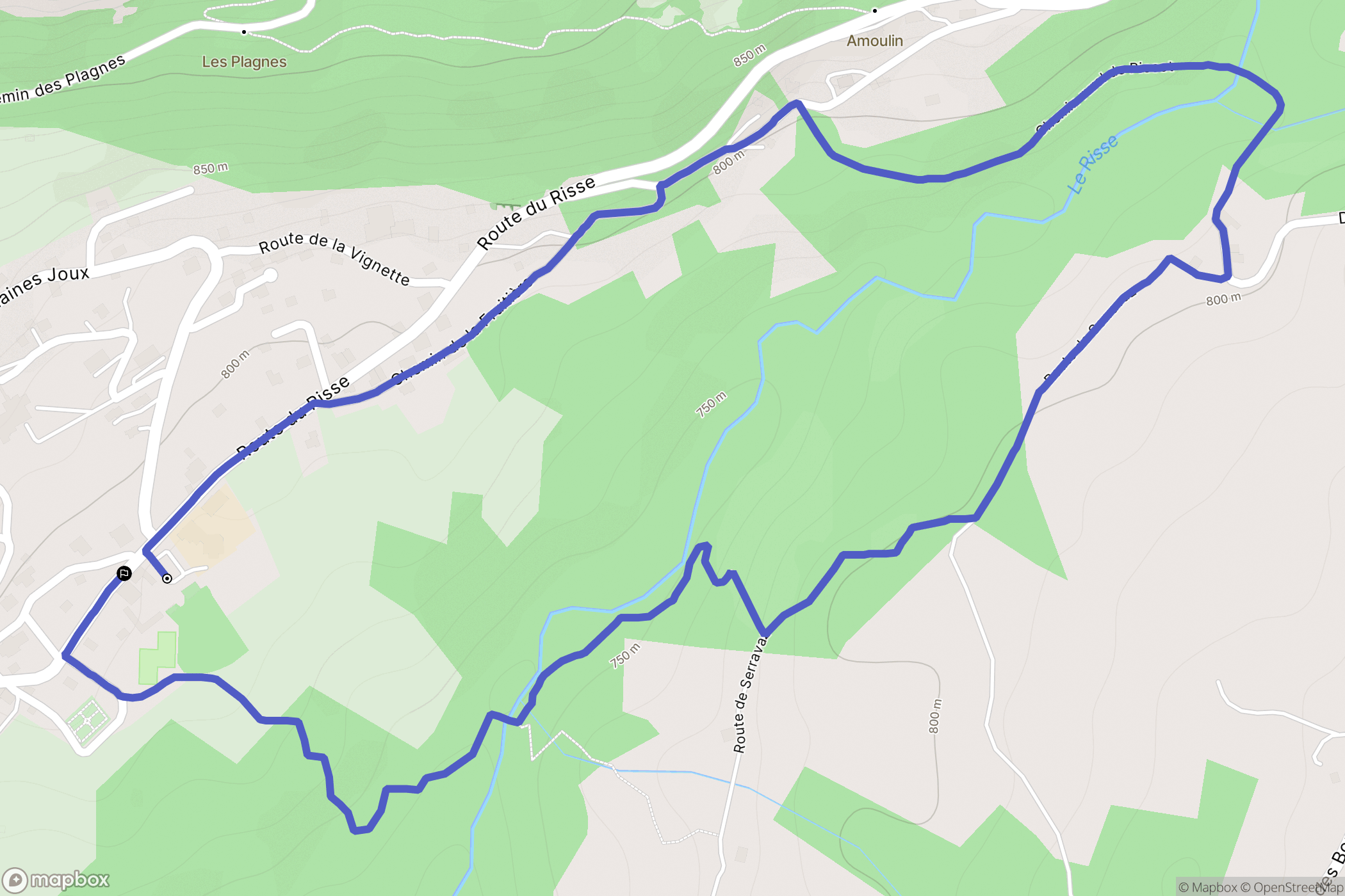 Onnion : carte du parcours de randonnée - France