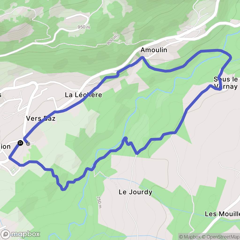 Onnion : carte du parcours de randonnée - France