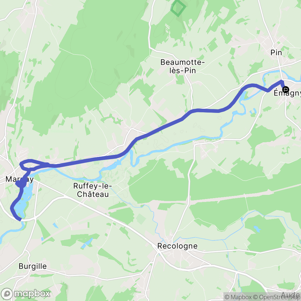 Emagny : carte du parcours de randonnée - France