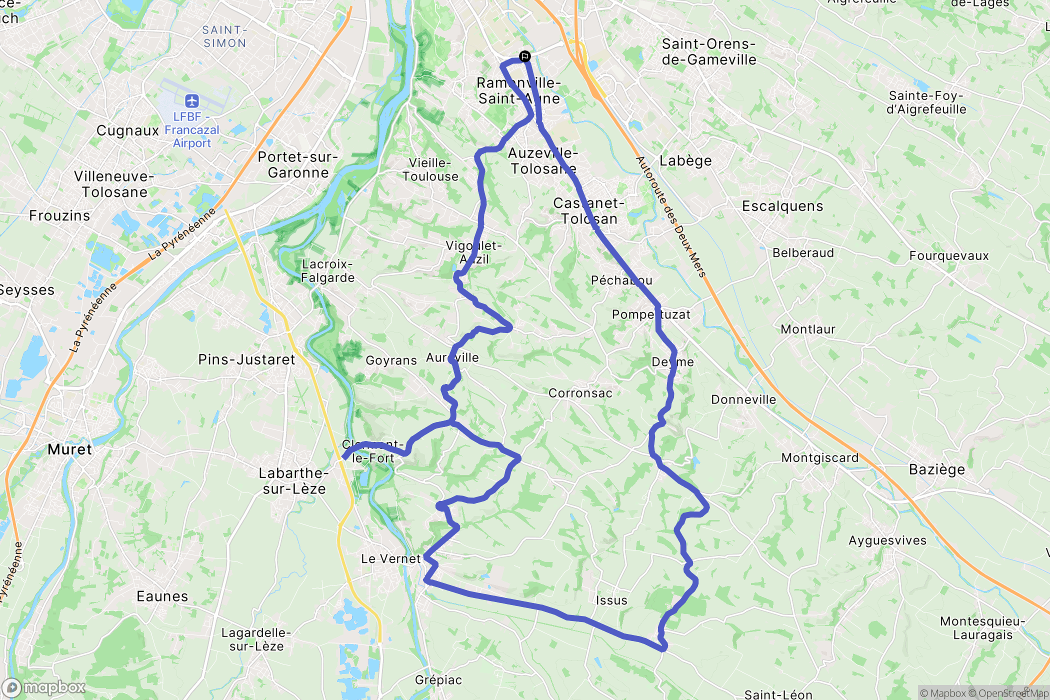 Ramonville-Saint-Agne : carte du parcours de randonnée - France