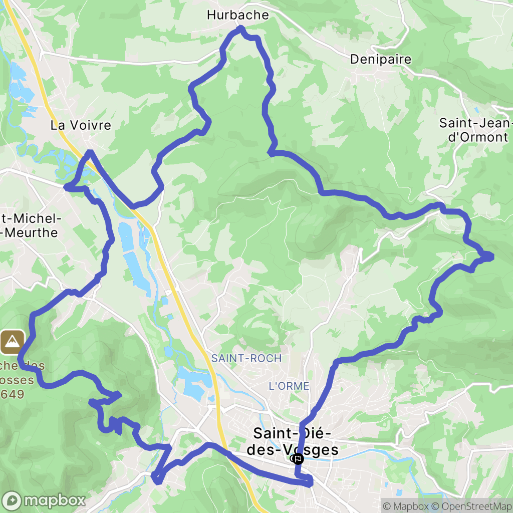 Saint-Dié-des-Vosges : carte du parcours de randonnée - France