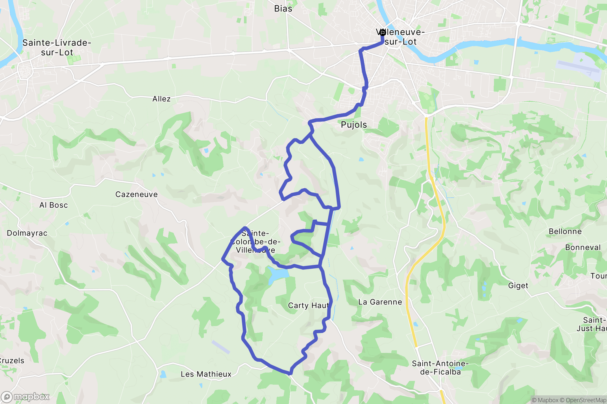 Villeneuve-sur-Lot : carte du parcours de randonnée - France