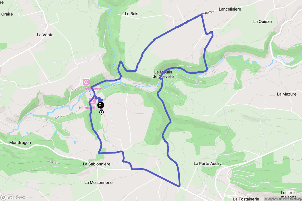 Souleuvre en Bocage : carte du parcours de randonnée - France