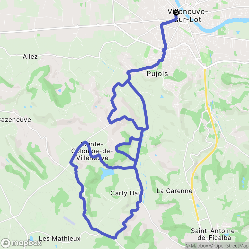 Villeneuve-sur-Lot : carte du parcours de randonnée - France