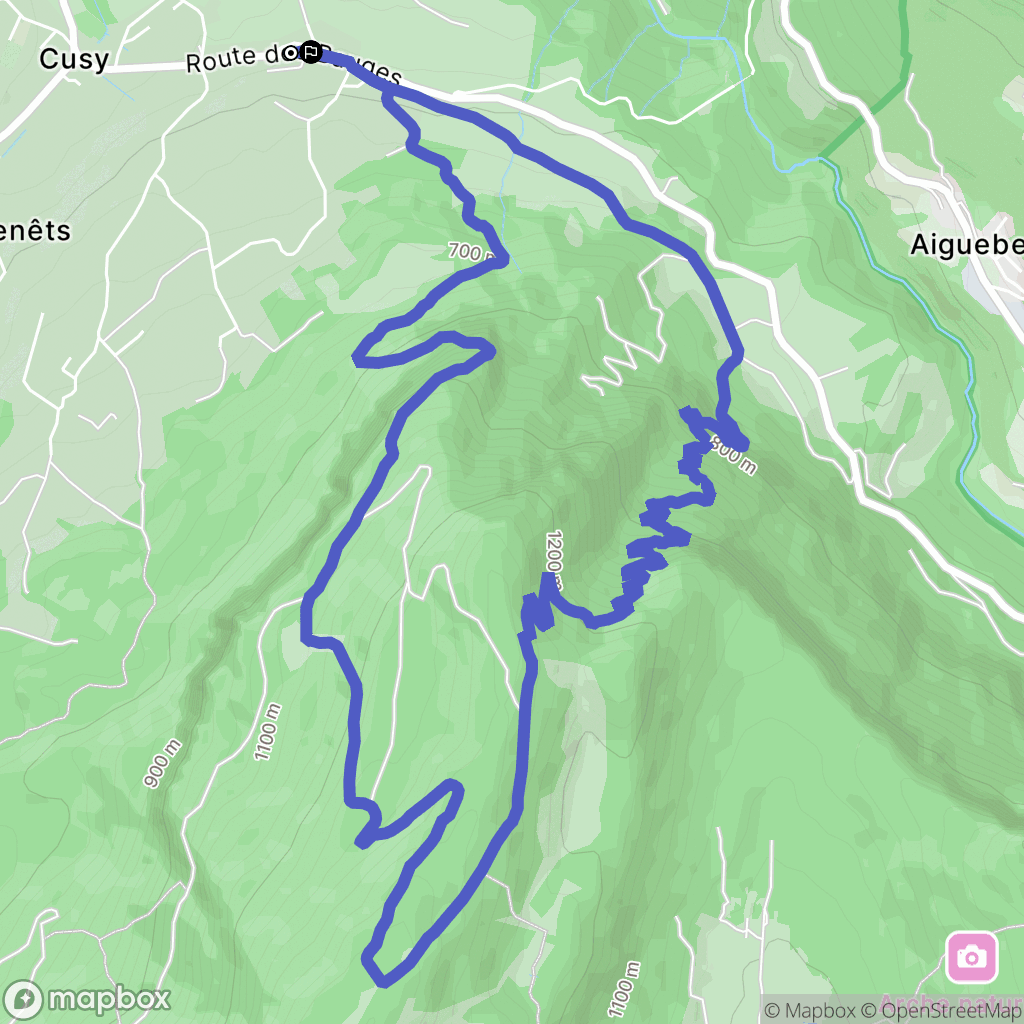 Cusy : carte du parcours de randonnée - France