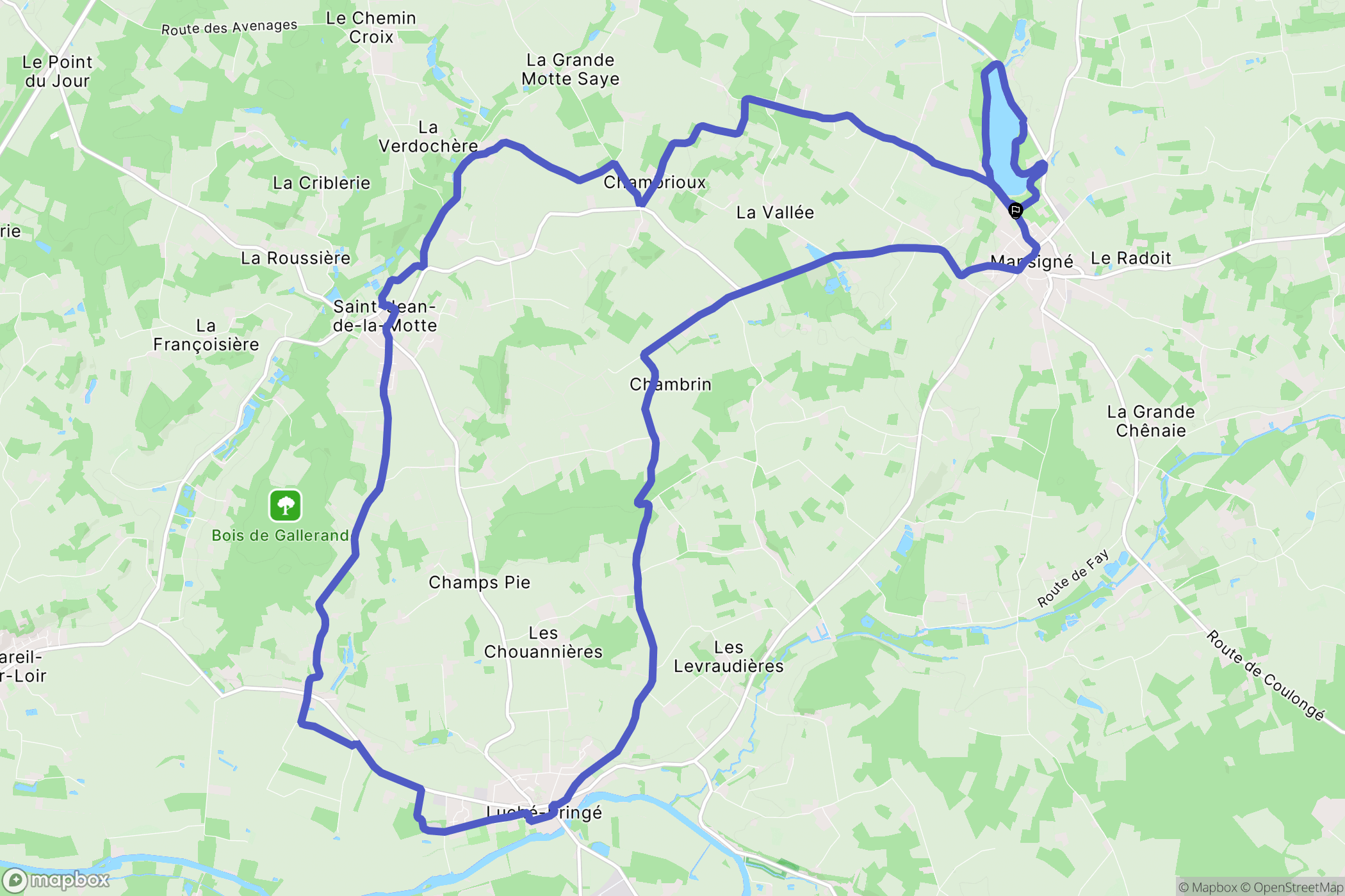 Mansigné : carte du parcours de randonnée - France