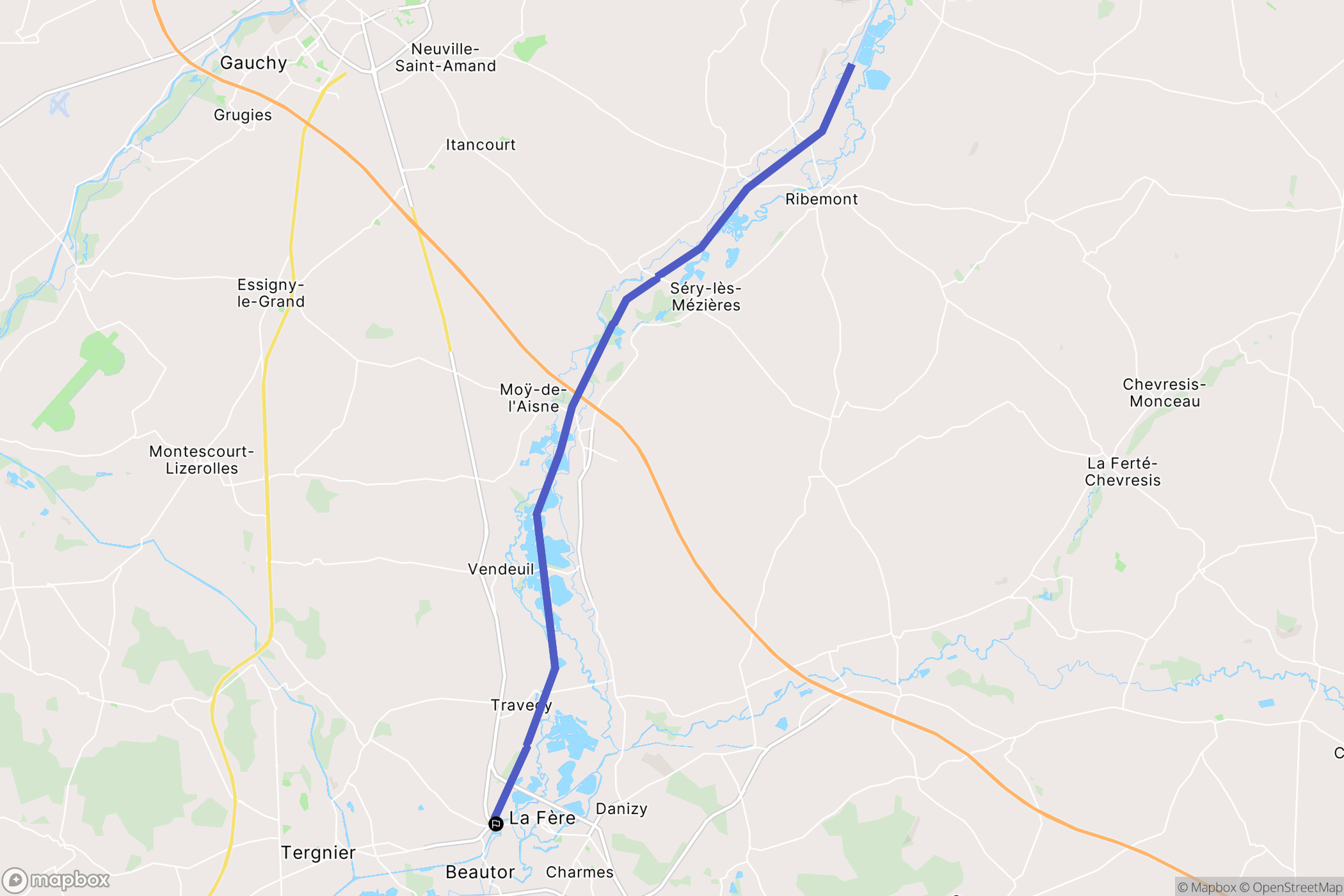 Beautor : carte du parcours de randonnée - France
