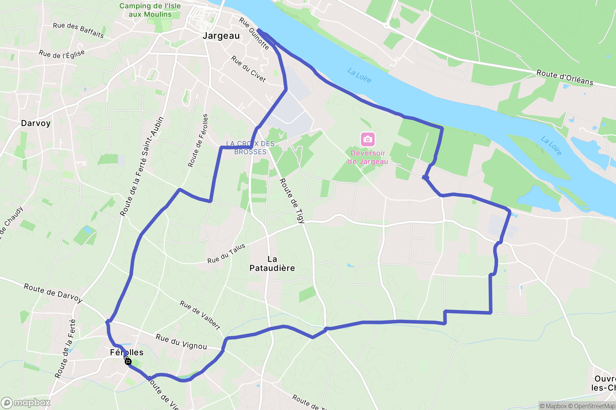 Férolles : carte du parcours de randonnée - France