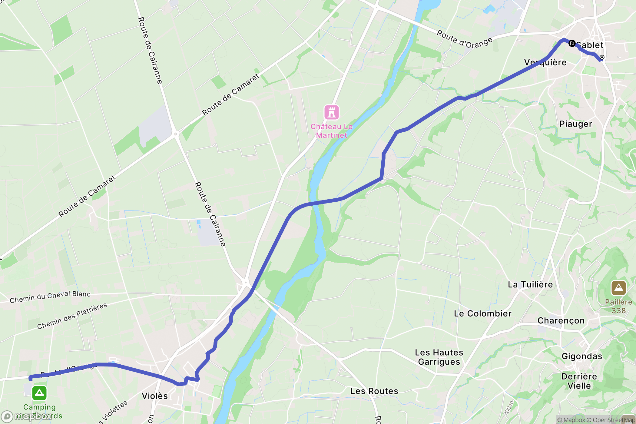 Sablet : carte du parcours de randonnée - France