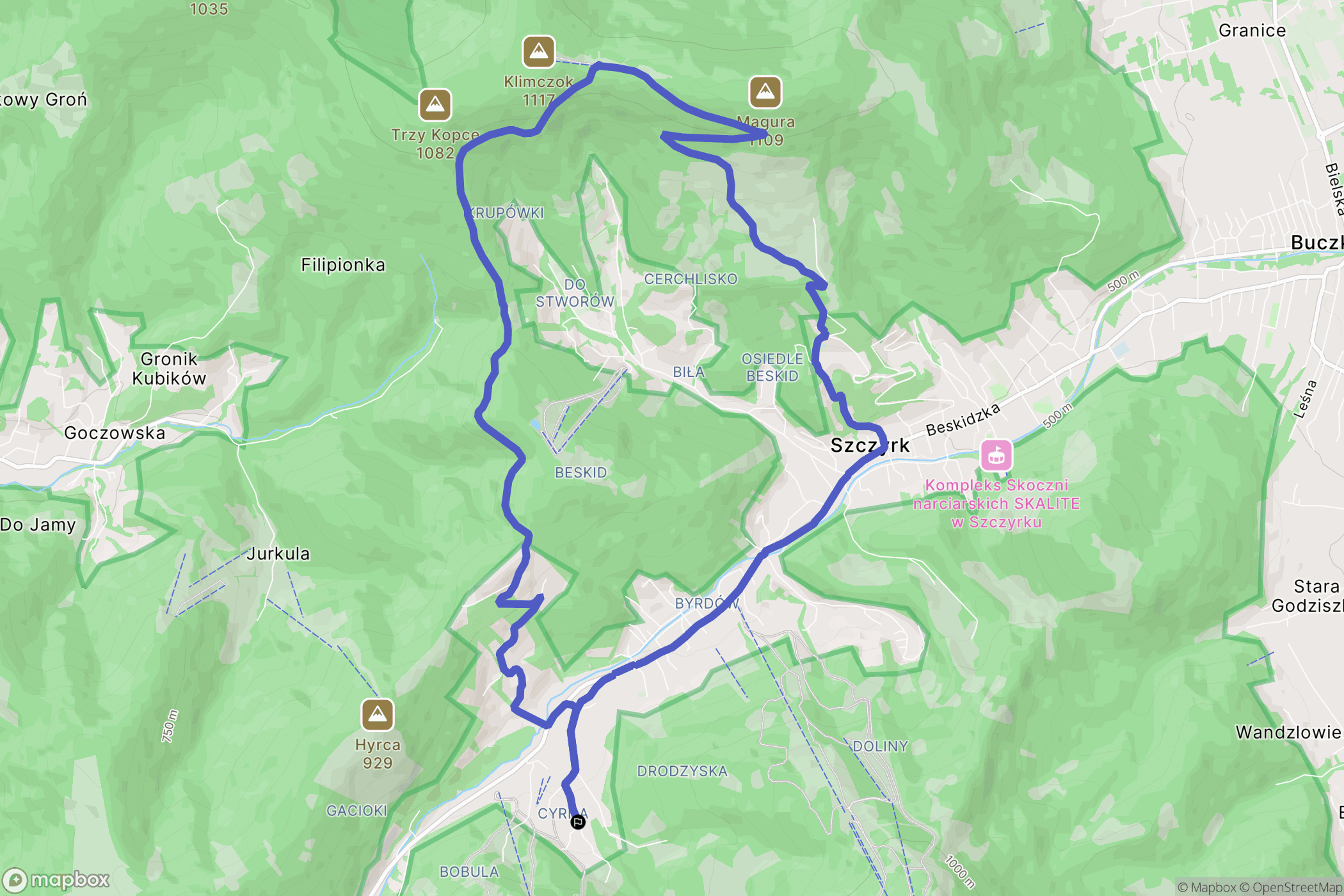 Szczyrk: mapa trasy - Poland