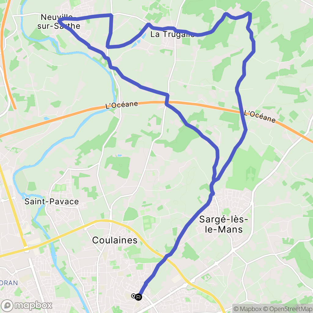 Le Mans : carte du parcours de randonnée - France