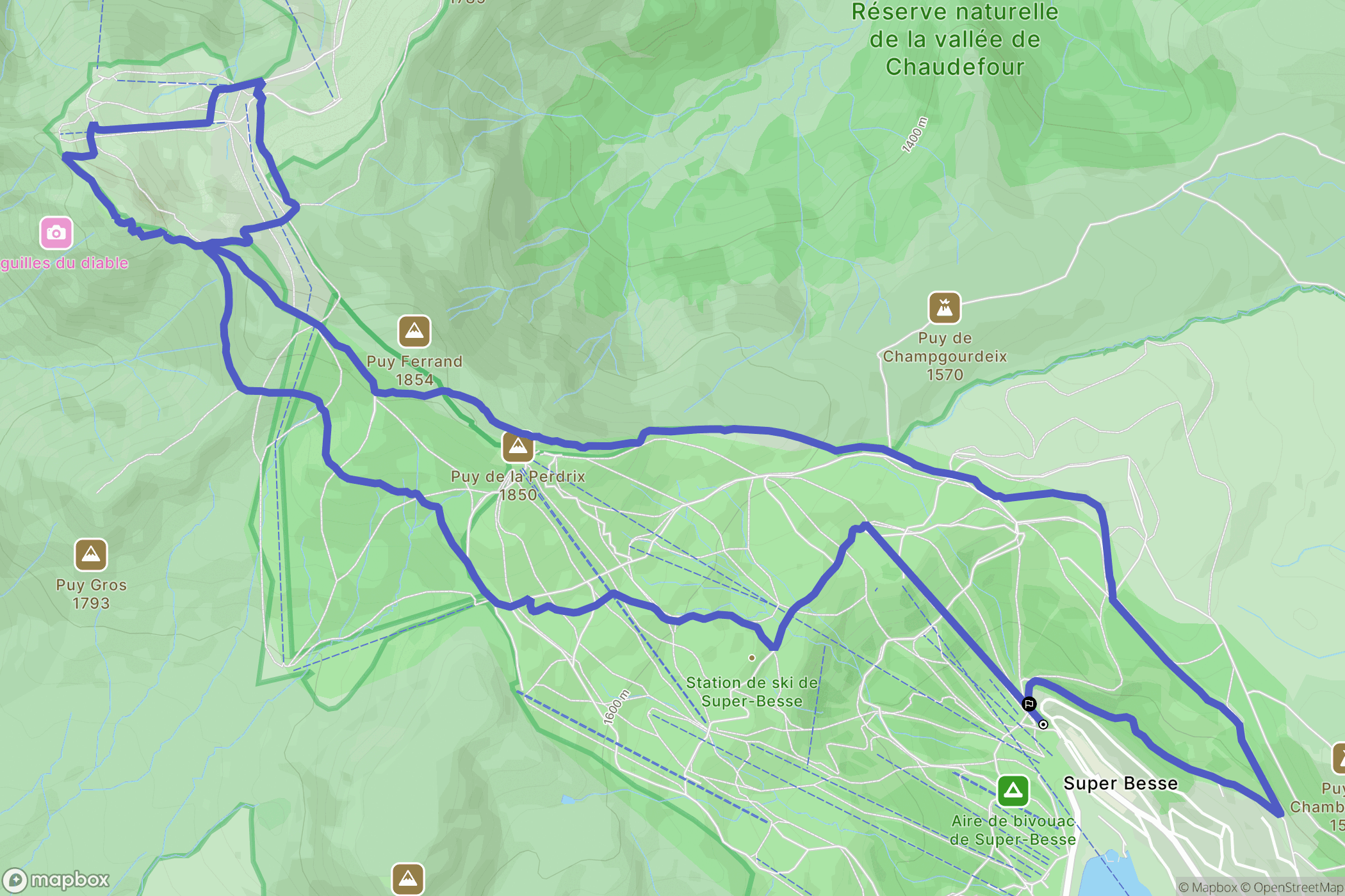 Besse-et-Saint-Anastaise : carte du parcours de randonnée - France