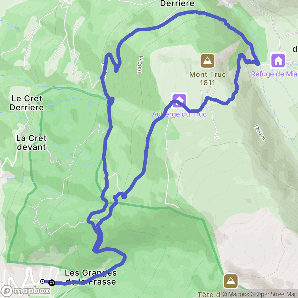 Les Contamines-Montjoie : carte du parcours de randonnée - France