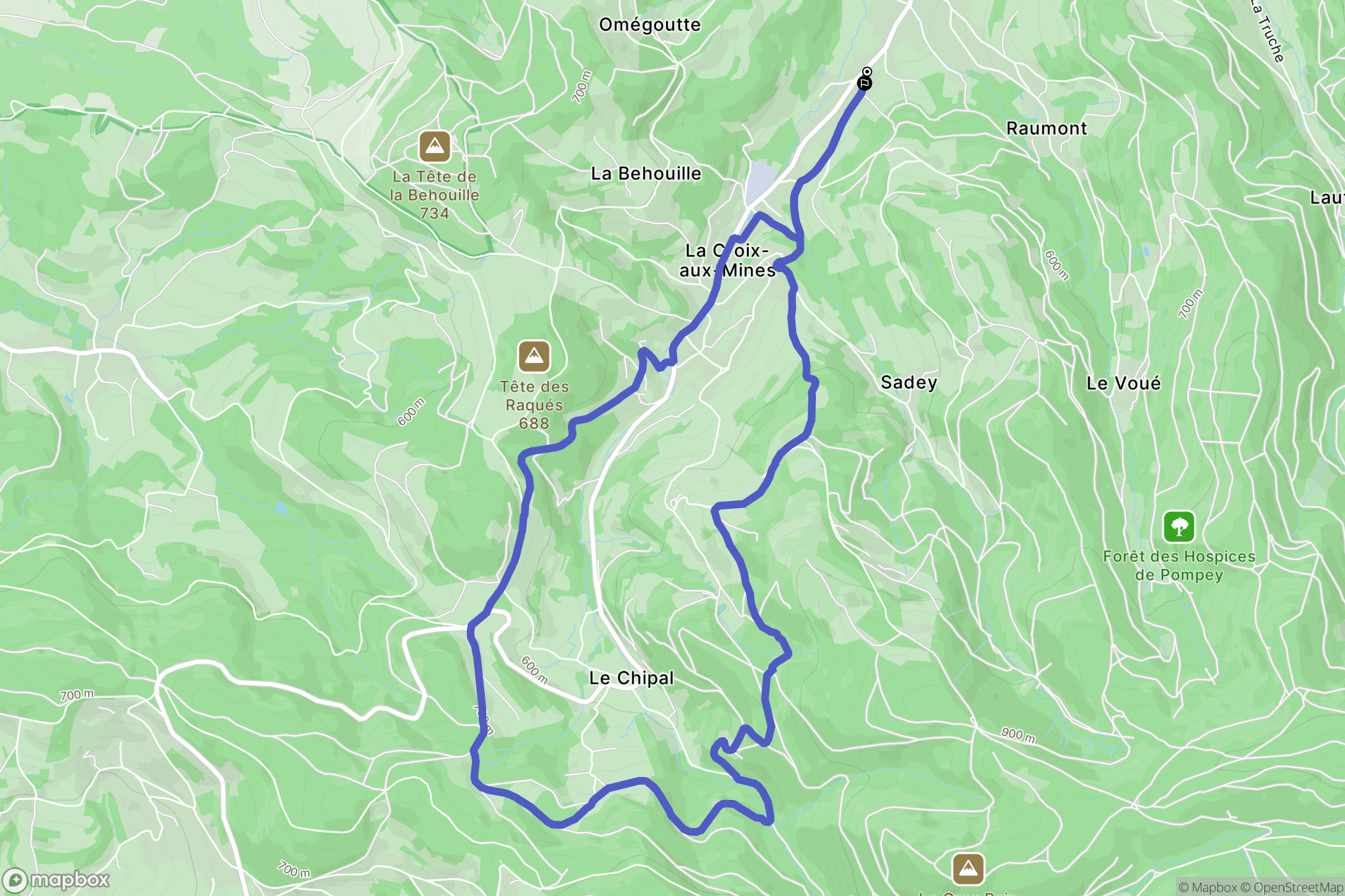 Ban-de-Laveline : carte du parcours de randonnée - France