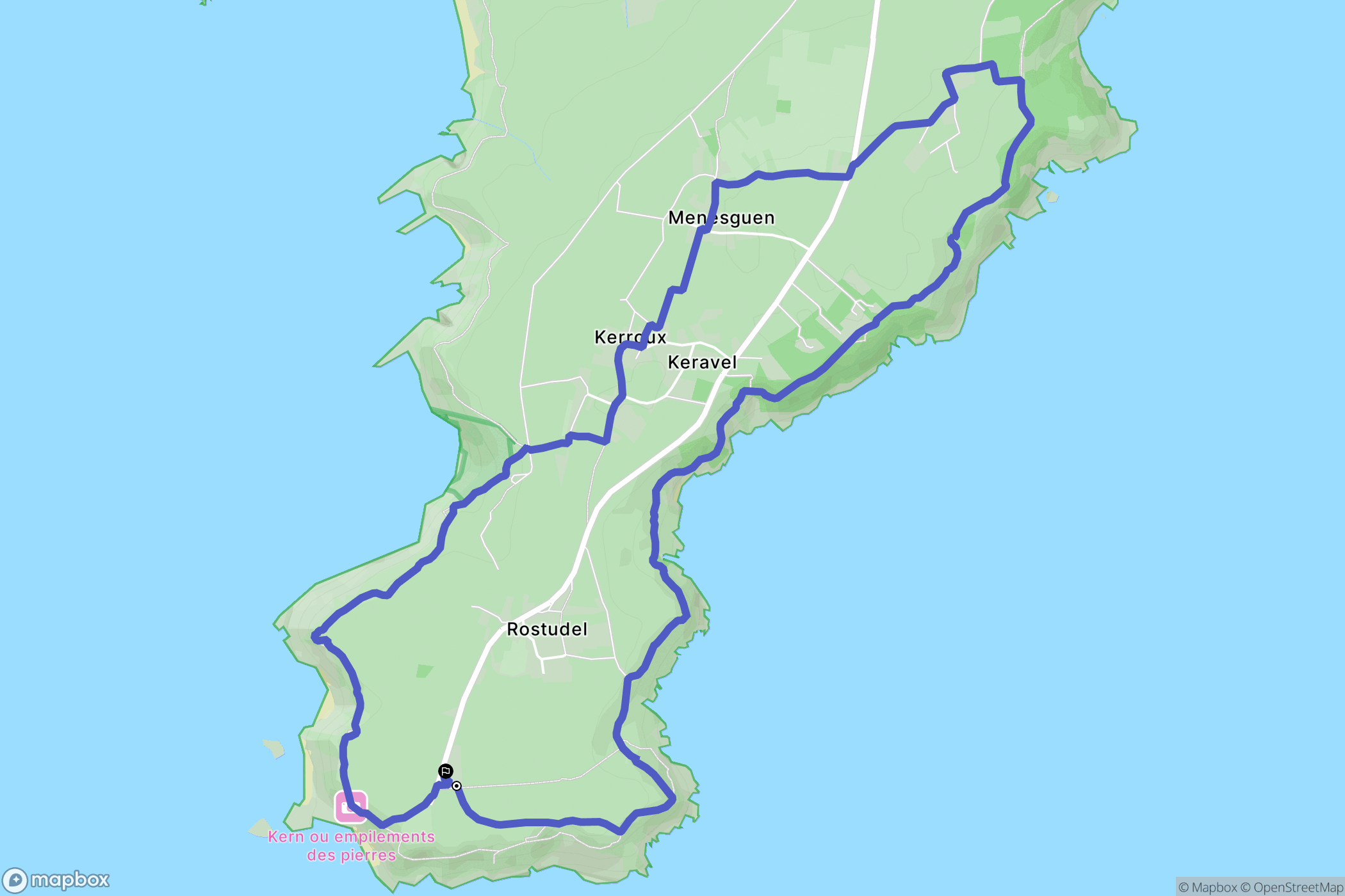 Crozon : carte du parcours de randonnée - France