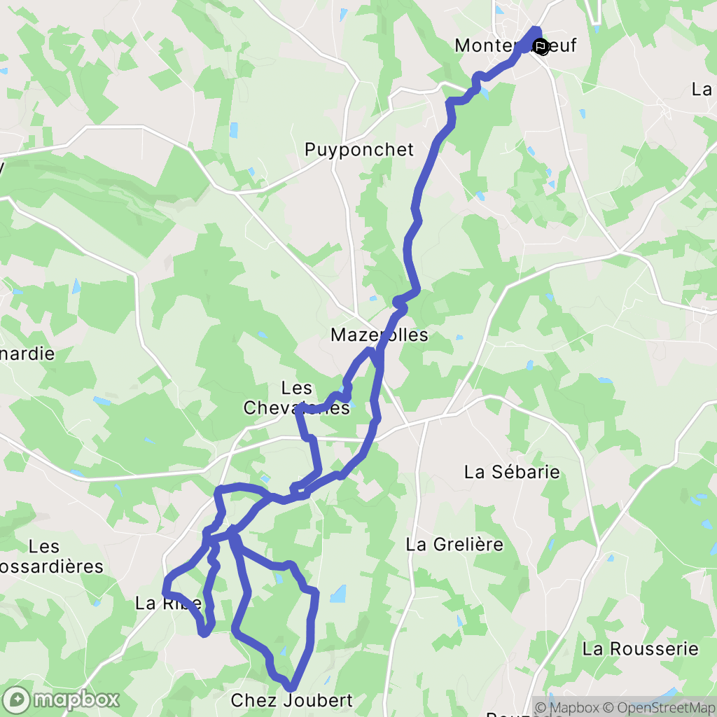 Montembœuf : carte du parcours de randonnée - France