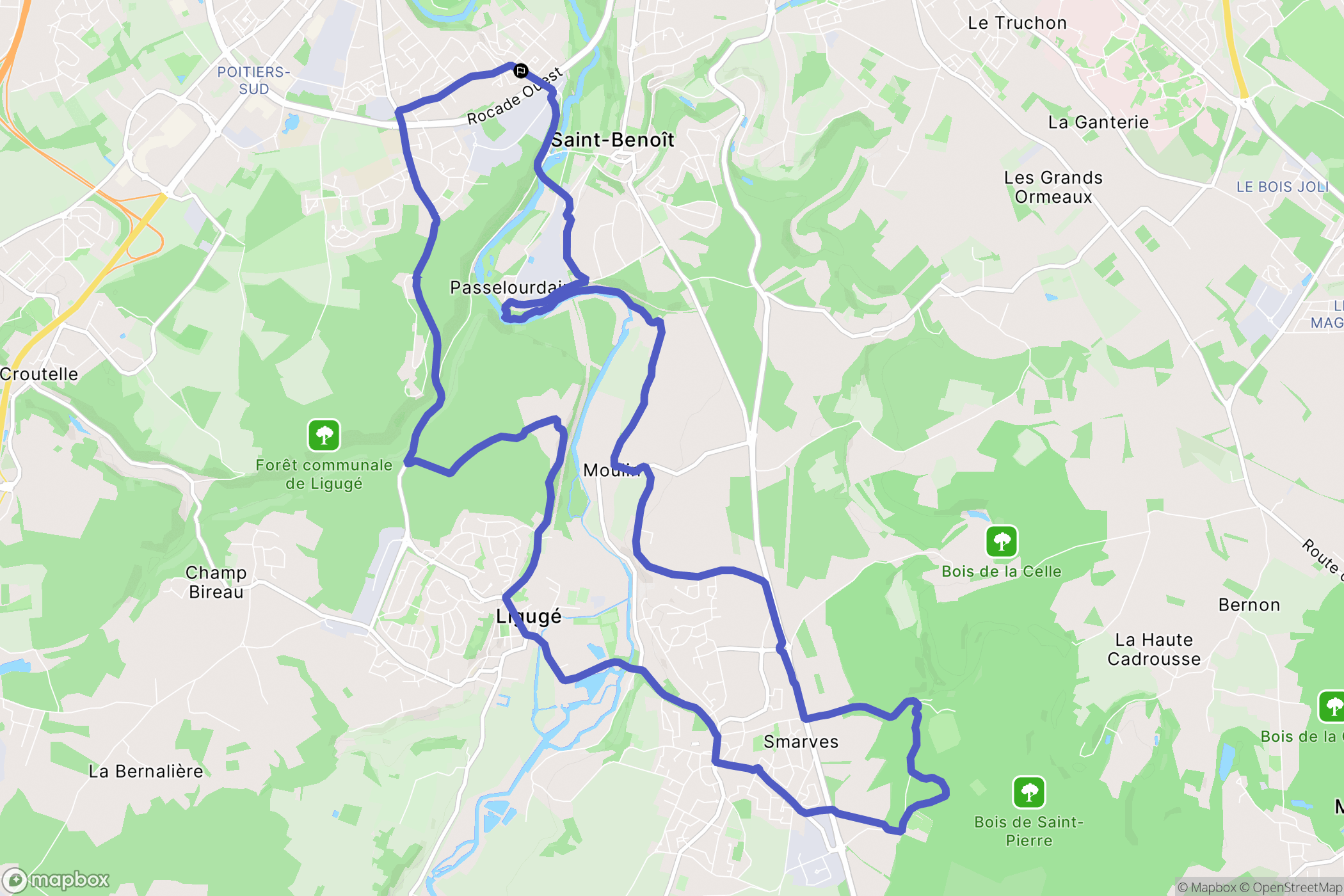 Saint-Benoît : carte du parcours de randonnée - France