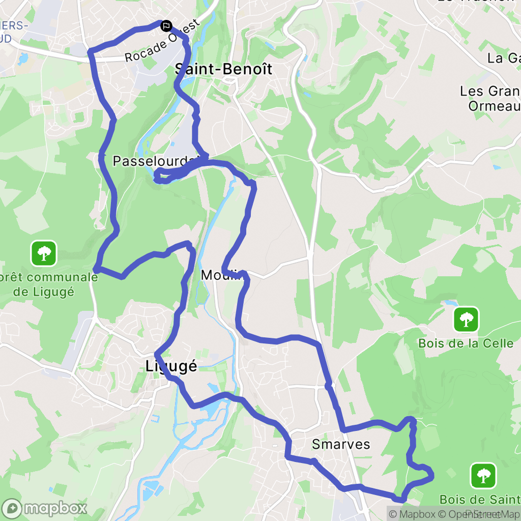 Saint-Benoît : carte du parcours de randonnée - France