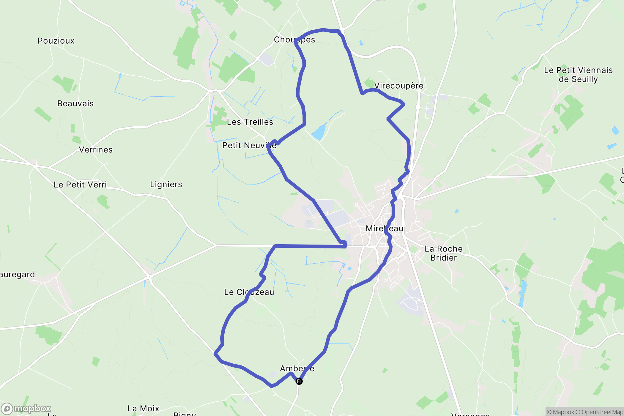 Amberre : carte du parcours de randonnée - France