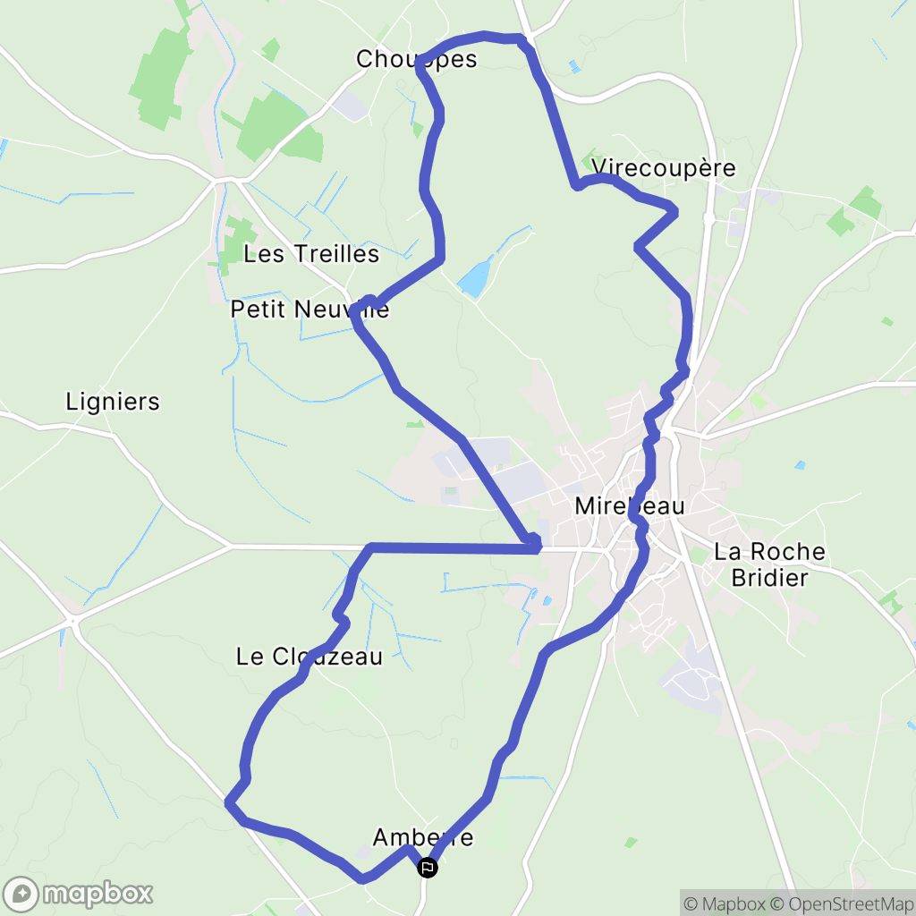 Amberre : carte du parcours de randonnée - France