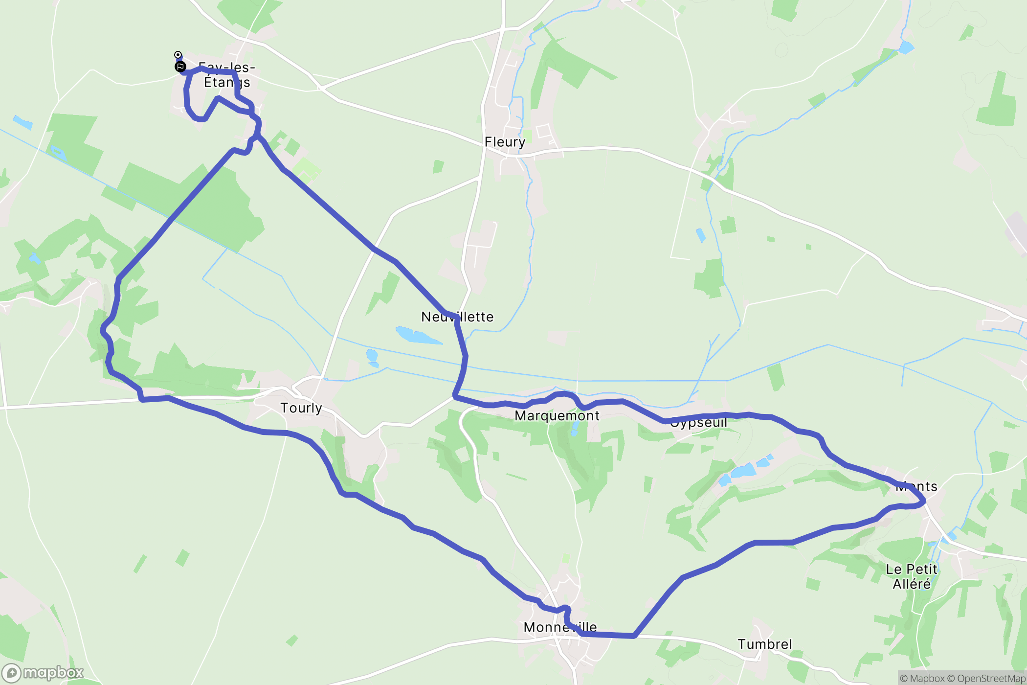 Fay-les-Étangs : carte du parcours de randonnée - France