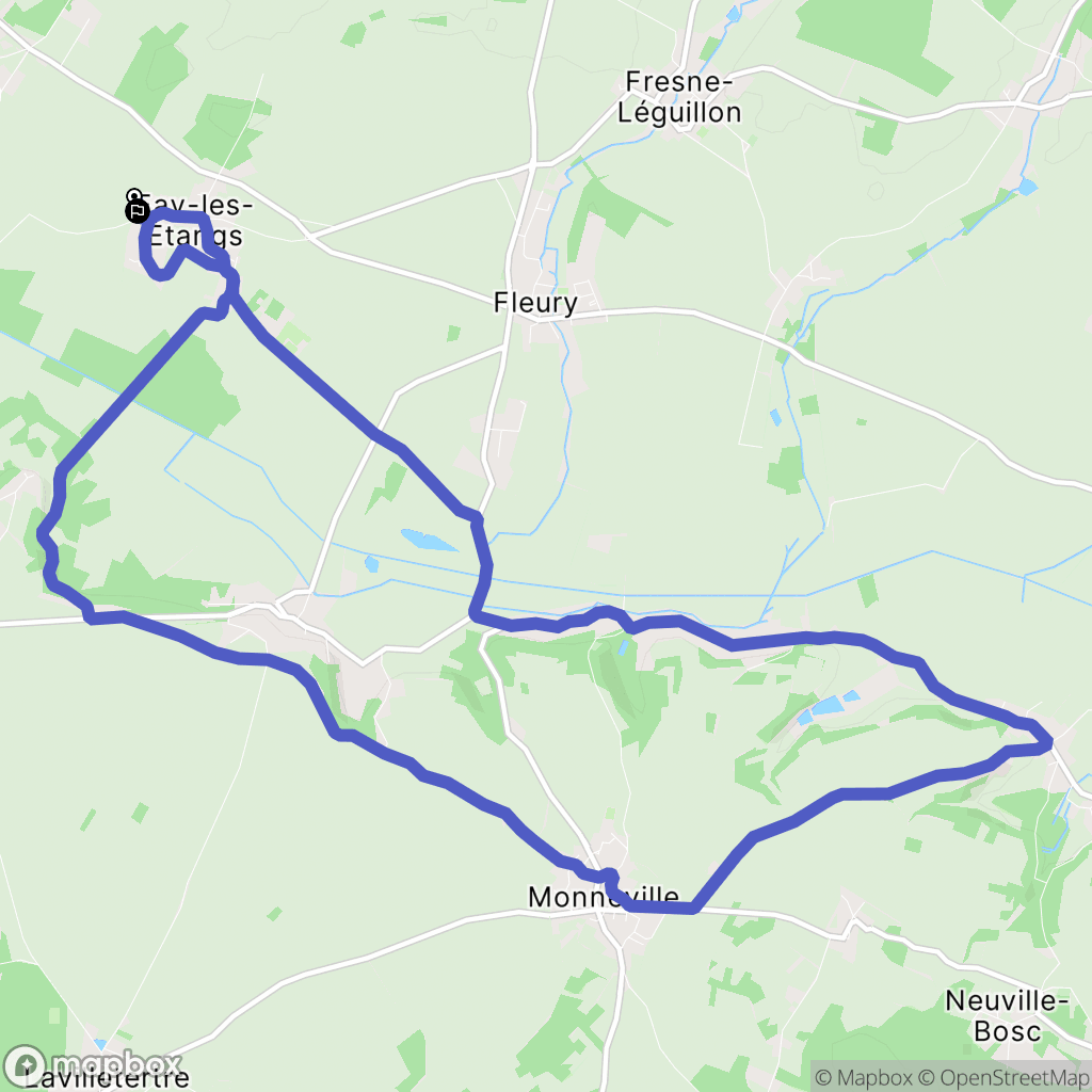Fay-les-Étangs : carte du parcours de randonnée - France