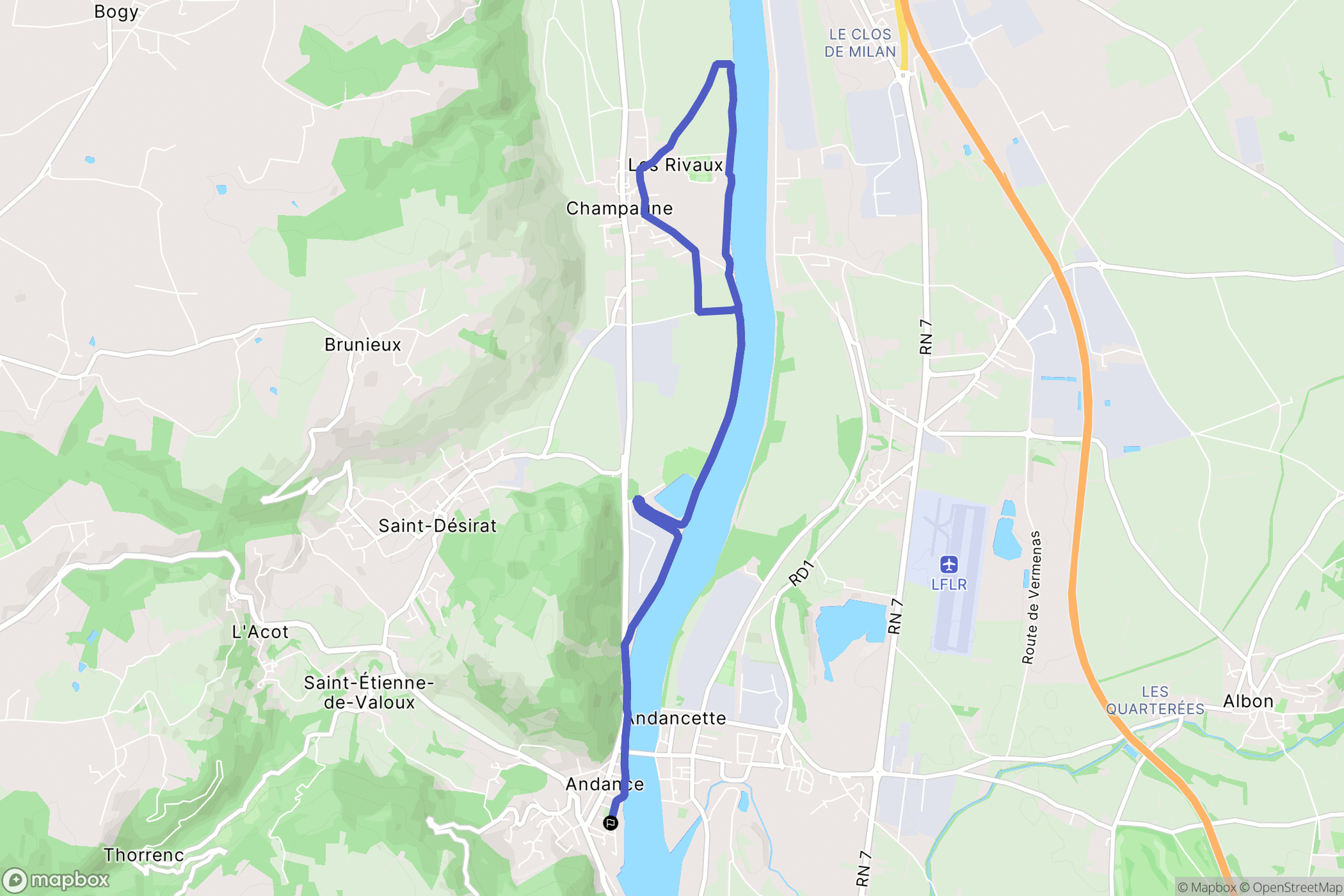 Andance : carte du parcours de randonnée - France