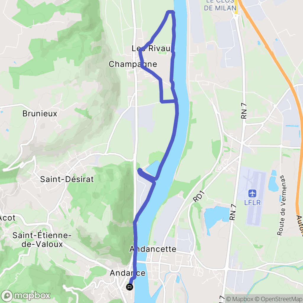 Andance : carte du parcours de randonnée - France